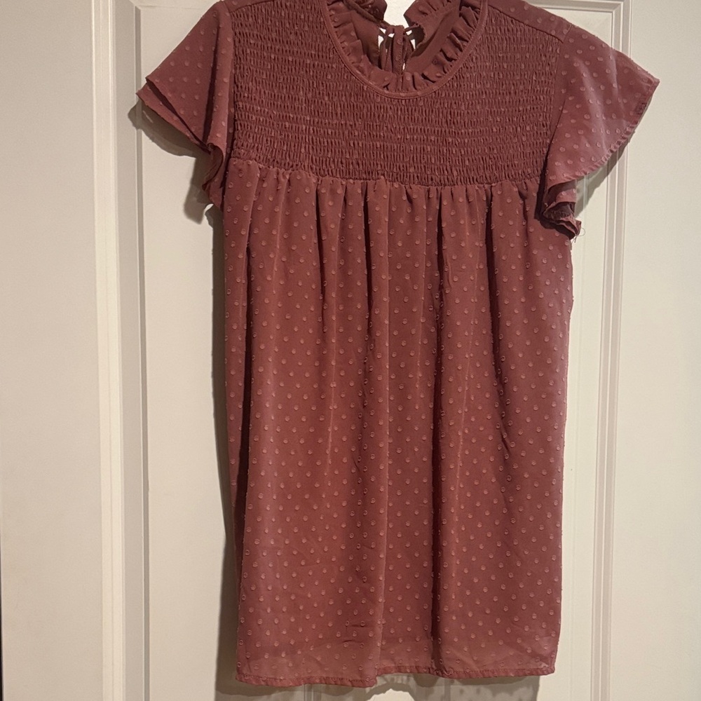 Ruffled Mauve Short Sleeve Dress